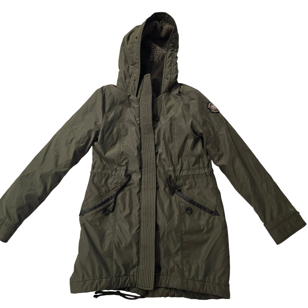 Abercrombie & Fitch Y2K Womens Sherpa Lined Utility Parka Jacket Olive Green M